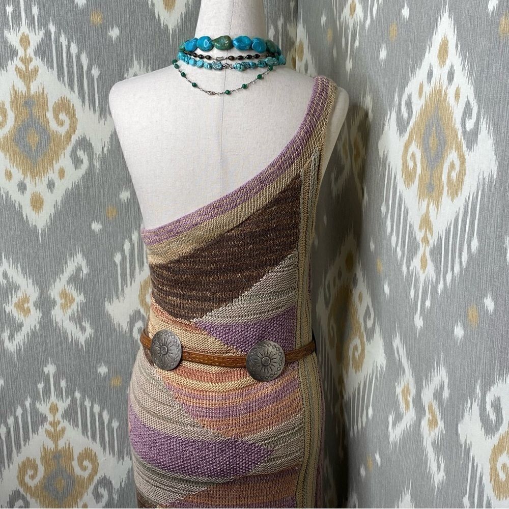 Ralph Lauren Pastel Painted Desert Serape One Shoulder Hand-Knit Dress - Picture 16 of 16